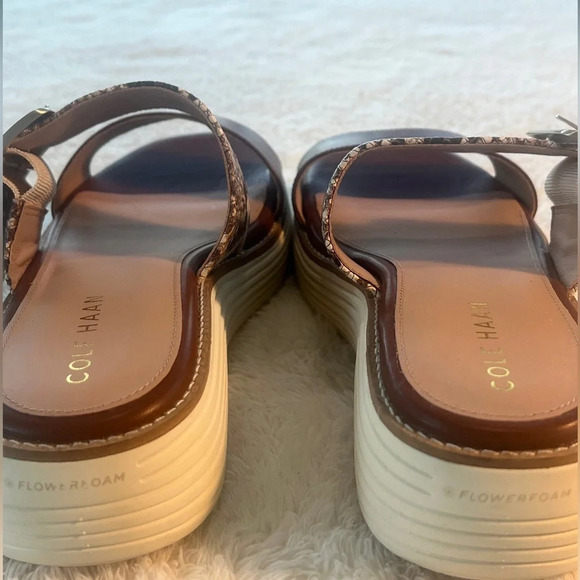 NWT Cole Haan Sz 7.5 Sand Dollar Snake Print Leather Grand Platform Sandals - Picture 4 of 16